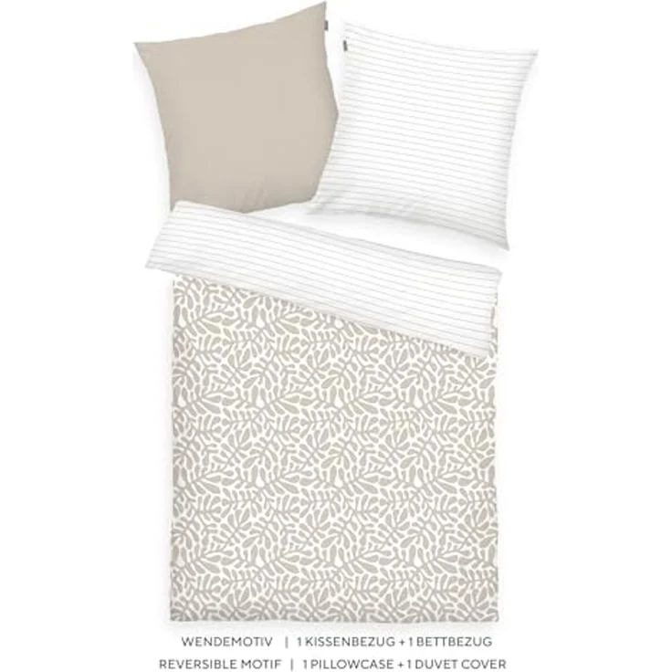 TOM TAILOR HOME Bettwäsche ORGANIC LEAVES in Gr. 135x200cm, 155x220cm oder 200x220cm, Renforcé, 2 teilig, new bedroom, mit farbigem Markenreißverschluss – Bild 2