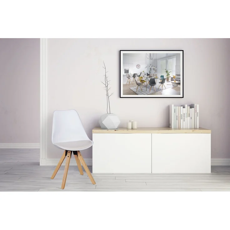 Wohnling 2er-Set Esszimmerstühle Skandinavische Stühle mit Holzbeinen weiß – Bild 17