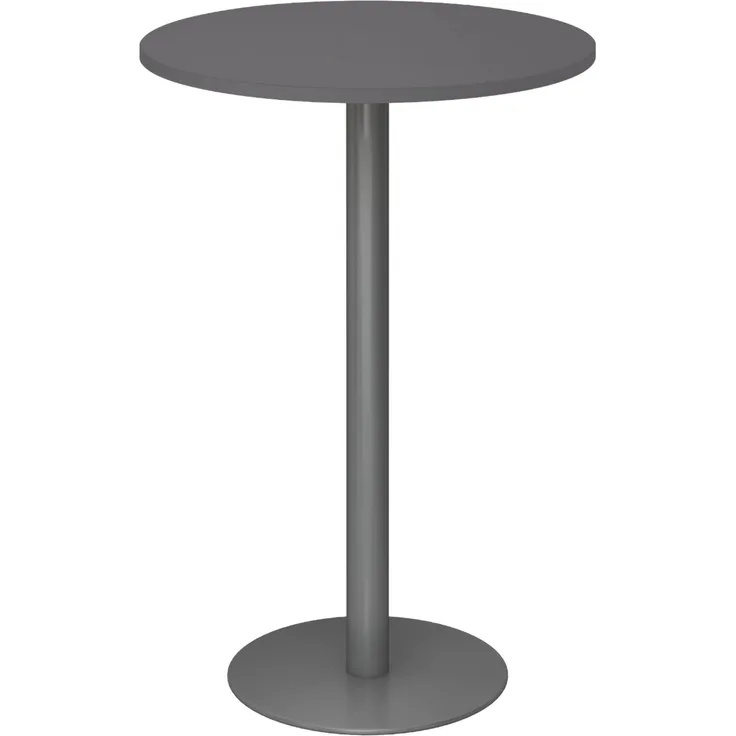 bümö Stehtisch Büro, Bistrotisch rund 80x80 cm in graphit, Gestell: Graphit - Bartisch, Stehtisch Holz-Platte, Säule aus Metall, Buffettisch, Säulentisch, Partytisch, Thekentisch, Barmöbel, STH08-G-G