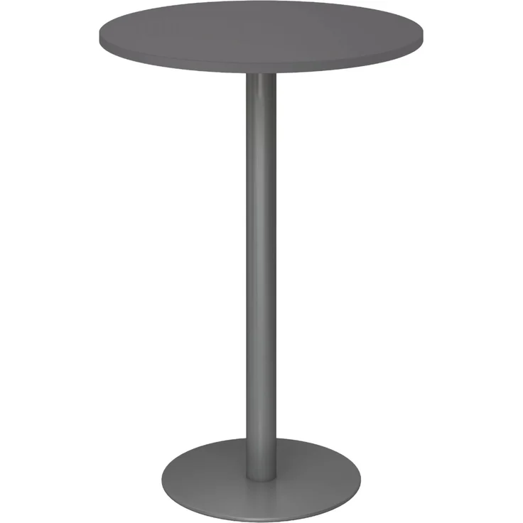 bümö Stehtisch Büro, Bistrotisch rund 80x80 cm in graphit, Gestell: Graphit - Bartisch, Stehtisch Holz-Platte, Säule aus Metall, Buffettisch, Säulentisch, Partytisch, Thekentisch, Barmöbel, STH08-G-G – Bild 1