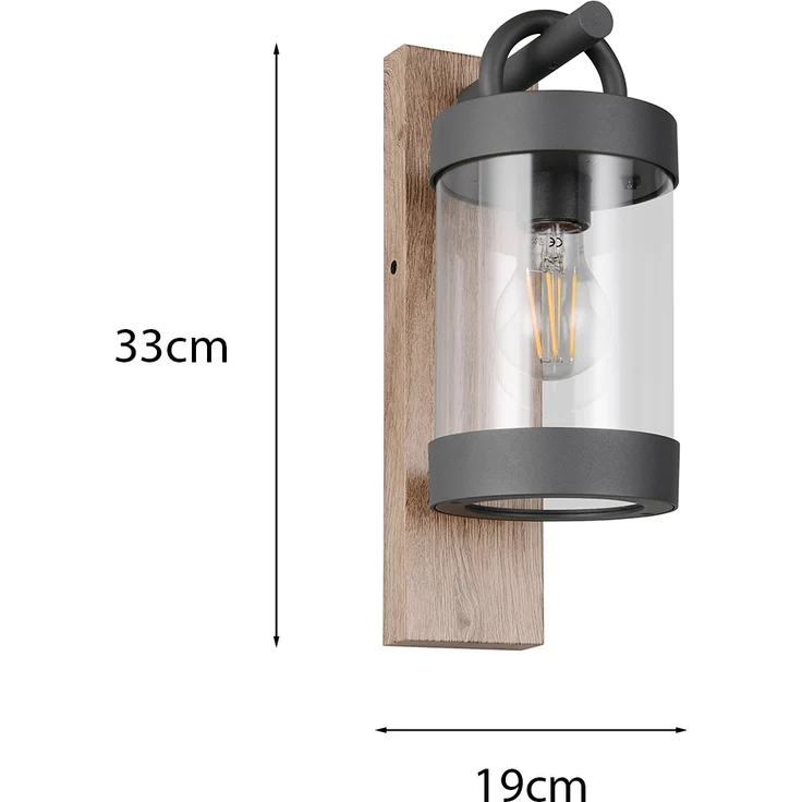 Außenwandleuchte SAMBESI Laterne im Landhausstil, Holzoptik, Höhe 33cm – Bild 3