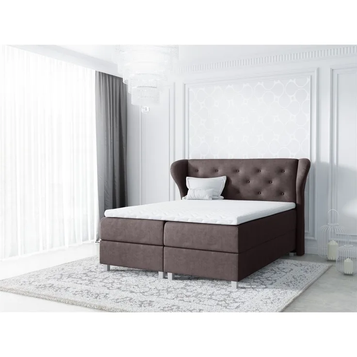 Boxspringbett ARIANNA 140x200 cm Stoff Braun