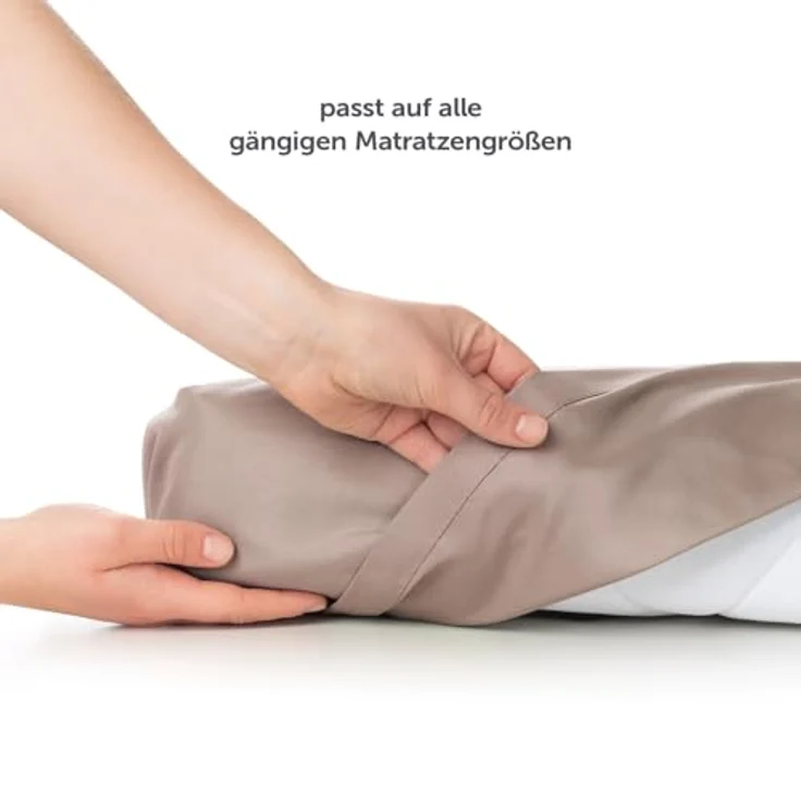 Blumtal Premium Spannbettlaken, Taupe, 275x160 cm, 100% Polyester, Oeko-Tex zertifiziert, pflegeleicht und formstabil – Bild 4