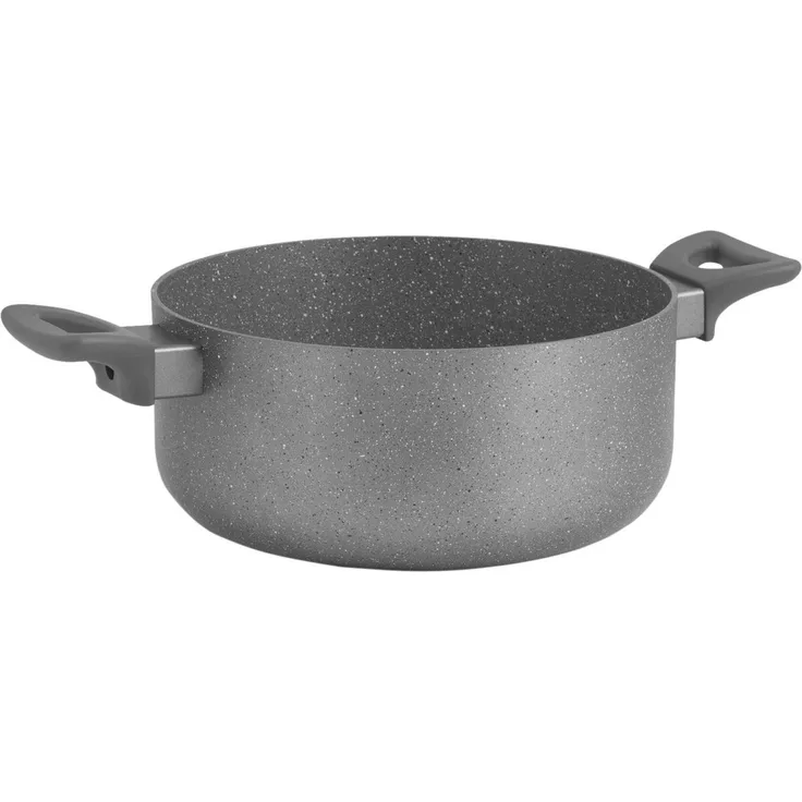 H&H Stone Kasserolle Antihaft, mit Induktionsboden, Stein, Grau, 20 cm