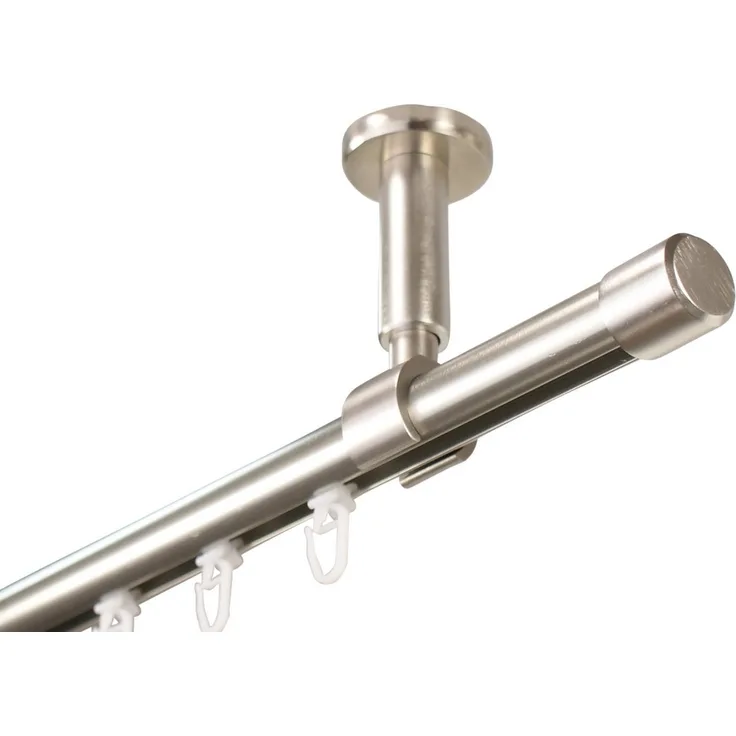 iso-design Gardinenstange Innenlauf zur Deckenmontage 20 mm Durchmesser variabler Deckenabstand, Ø 20 mm, Deckenmontage, geschraubt, Aluminium, Komplett Set 1-läufig, Deckenmontage