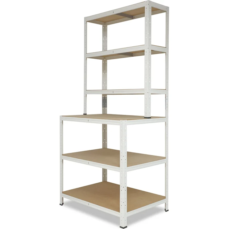 shelfplaza HOME 190x80x60 cm Werkbank Regal in weiß mit 6 Böden und 145 kg Traglast pro Boden – Bild 6