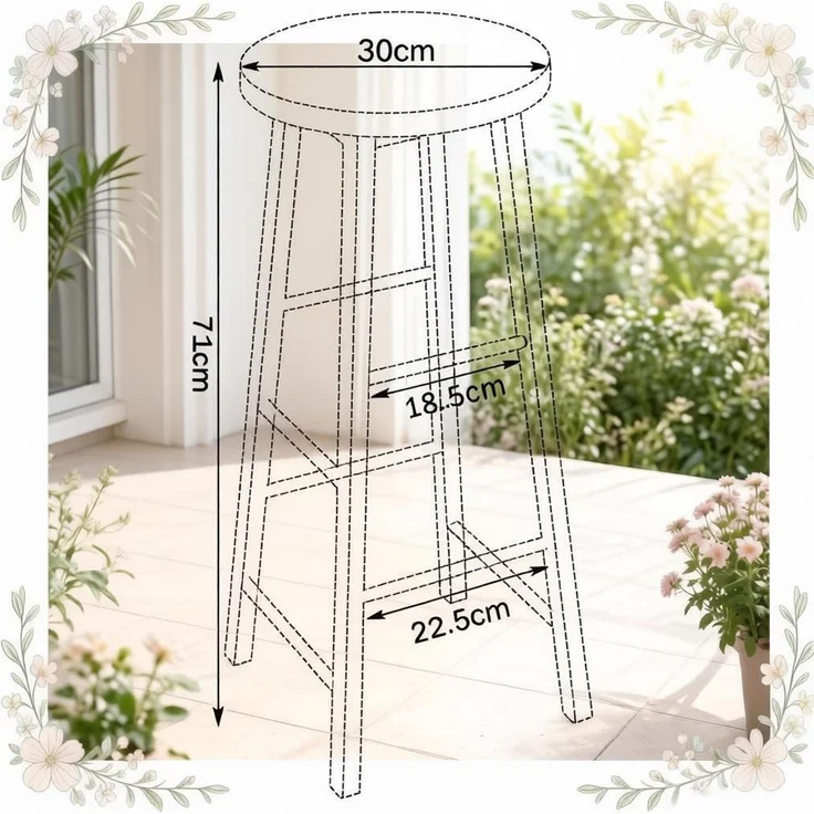 Küche Hocker,Frühstück Hocker,Tisch Hocker,Bistro Stil Hochstuhl,Satz von 2 Bar Hocker,Bar Stuhl mit Fußlehne(Nur 2Pcs Stühle)--Helles Eichenholz--30x30x71cm--YOUDENOVA – Bild 6