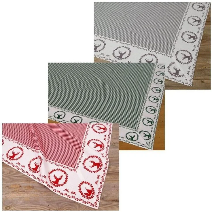 matches21 HOME & HOBBY Tischdecke Tischdecke RESI Hirsche kariert grün, 100 % Baumwolle, in 100x100 cm (1-tlg), Pflegeleicht waschbar bis 30° Grad – Bild 4