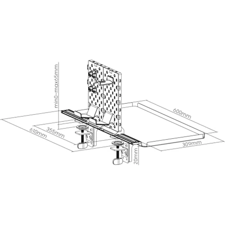 NanoRS RS174 Schreibtisch-Verlängerung mit Stecklafelablage und 60x30,9 cm Ablage, Schreibtisch-Erweiterungstablett, bis zu 20 kg belastbar, Kopfhörerhalterung, Befestigung via Tischklemme, Schwarz – Bild 2