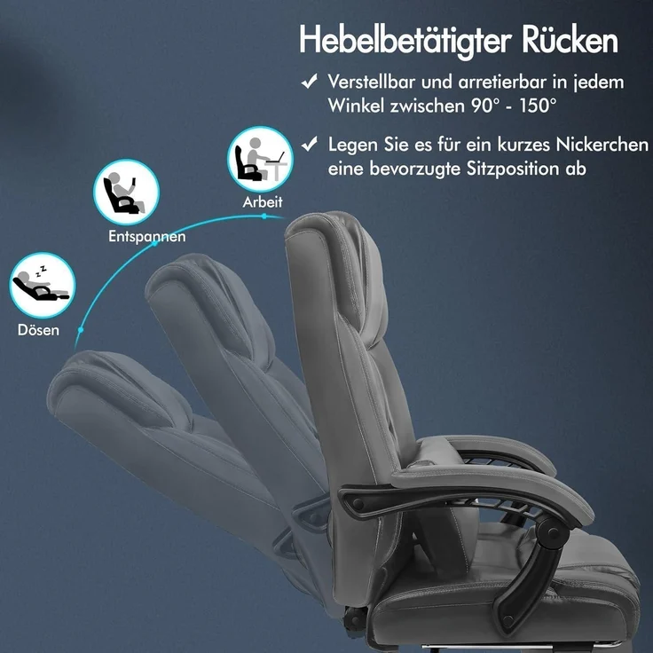 ALFORDSON Bürostuhl ergonomisch Hochlehner 150° Liegeposition Netzgewebe Rollen – Bild 5