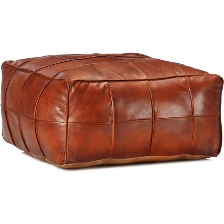 vidaXL Pouf Hellbraun 60 x 60 x 30 cm Echtes Ziegenleder 248132