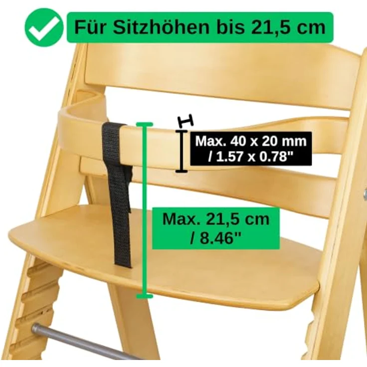 Schrittgurt mit Gurtpolster für Hochstuhl, 1 Set, Schwarz, kompatibel mit Hauck Alpha Beta, Stokke Tripp Trapp, roba Sit Up, Gurtschoner für Frontbügel, weiches Gurtpolster – Bild 6