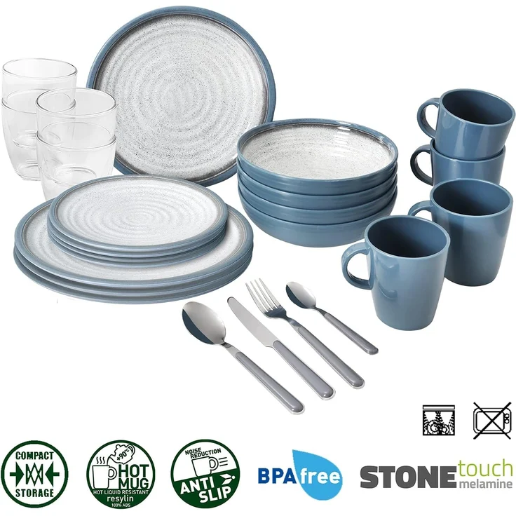 BRUNNER Geschirr-Set BRUNNER Campinggeschirr Set TUSCANY (8, 12, 16, 36-Teile) Rutschfest (36-tlg) – Bild 2