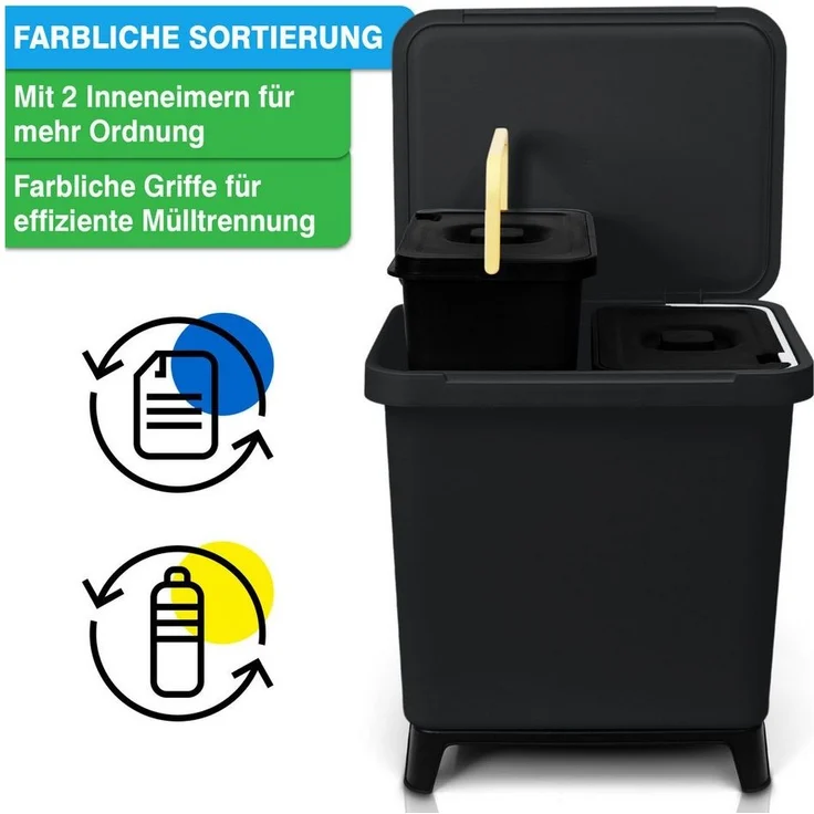 YourCasa Mülleimer YourCasa® Mülleimer Küche mit 2-4 Fächern [20-40L] Mülltrennsysteme, 2x10L, 4x10L – Bild 3