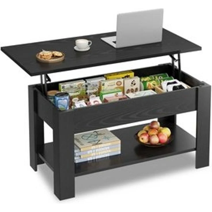 WLIVE Couchtisch Höhenverstellbar und Ausziehbar, Couchtisch Holz mit Stauraum (Wohnzimmertisch für Wohnzimmer, Büro, 1 Tisch), 98 x 48 x 46 cm – Bild 6