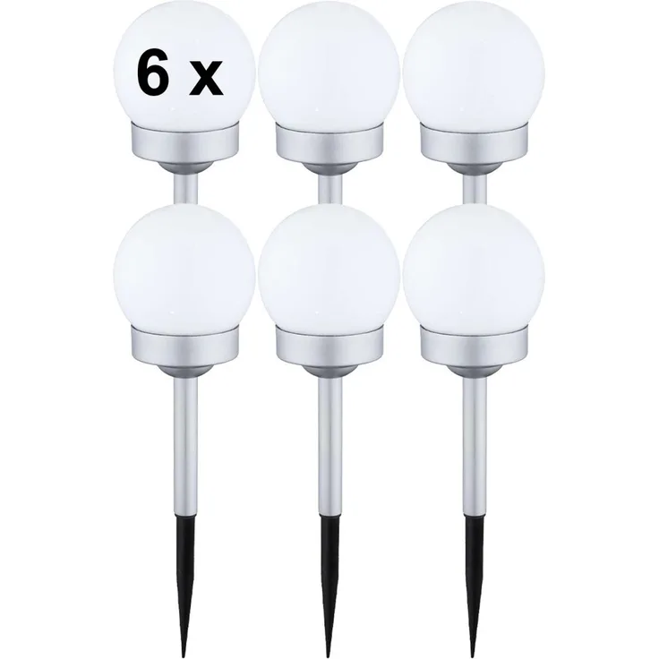 Solarleuchte Garten 6er Set Solarkugeln Silber Solarlampe Außen Leuchte Solar