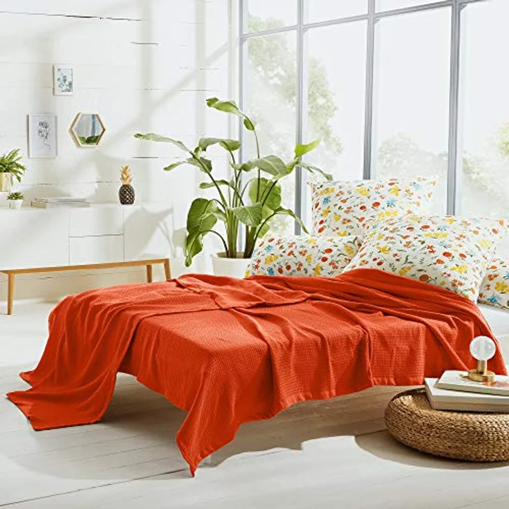 Erwin Müller 'Siena' Wohndecke, Baumwolle Uni, Terra, 150x200 cm – Bild 6