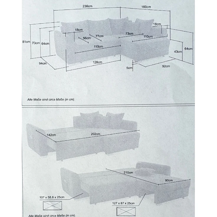 Ecksofa L-Form Couch Polsterecke ausziehbar Schlaffunktion Bettkasten Cord Grün – Bild 8