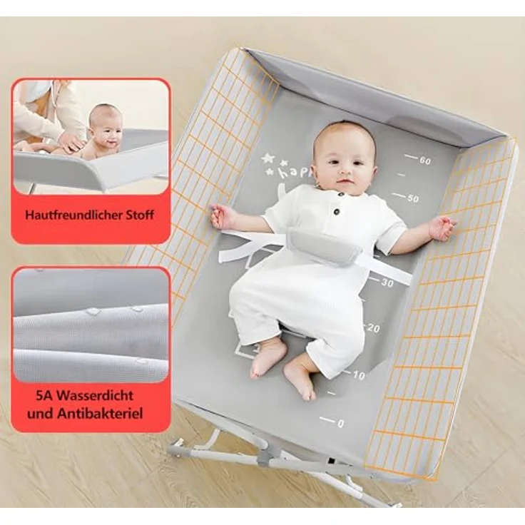 GarveeHome Wickeltisch Mobiler, Wickelstation Mit Aufbewahrungskorb, Klappbarer Wickelkommode, Wickelkommode Für Neugeborene Und Kleinkinder, Wickeltisch Für Windelwechsel, – Bild 5