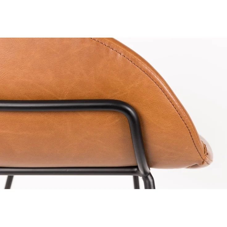 Zuiver Barhocker Feston im 2er-Set, Braun aus 100% Kunstleder mit schwarzem Stahlgestell, Sitzhöhe 65 cm, belastbar bis 100 kg – Bild 6
