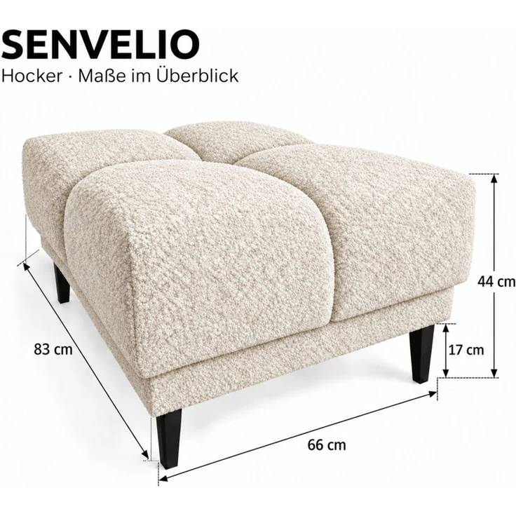 Ecksofa Schlafsofa SENVELIO RELAX inkl. Hocker Stoff Glam Creme Ottomane Rechts – Bild 6