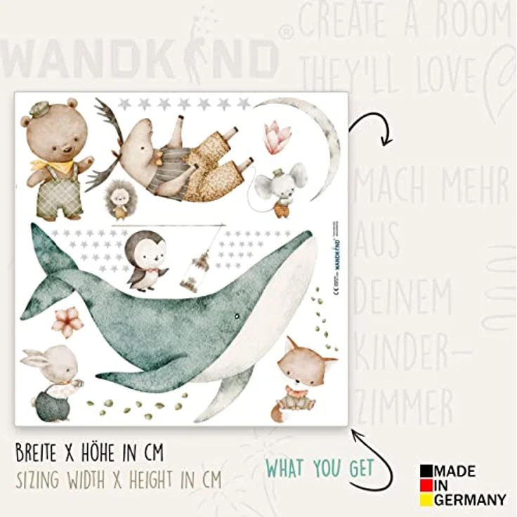 WANDKIND Wandtattoo Wal Reiter Tiere V382 (Wildtiere), Wieder ablösbar – Bild 3