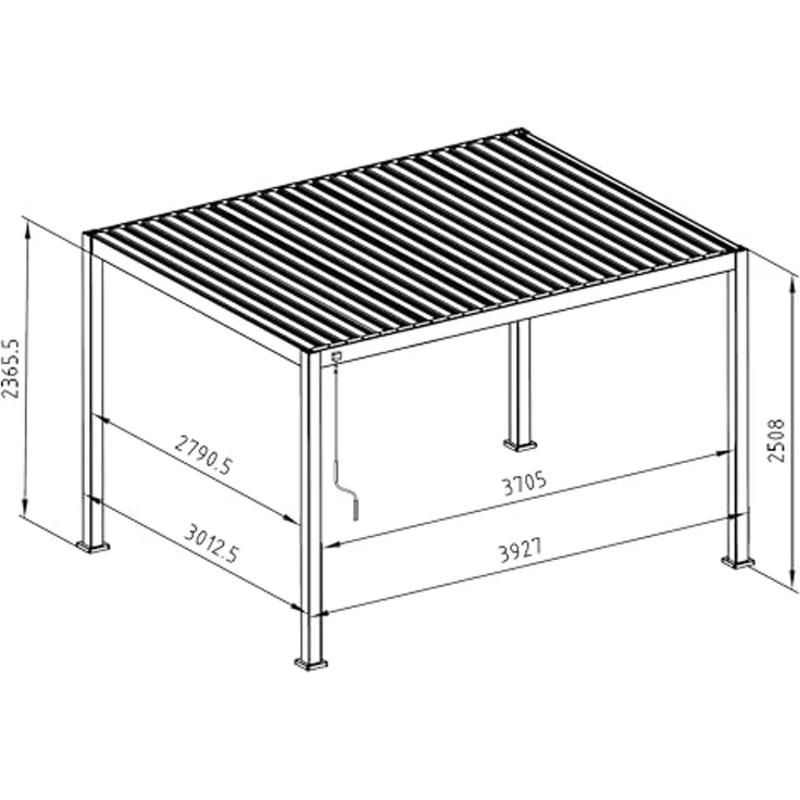 LECO Lamellenpergola DELUXE, Aluminium-Lamellen anthrazit, Aluminium-Profile mit Holzoptik, 4x3 m – Bild 6