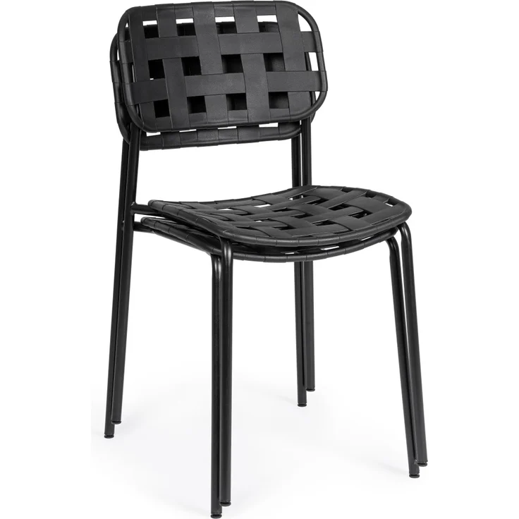 Gartenstuhl Clover 4er-Set aus Metall, modern, stapelbar, schwarz, pflegeleicht – Bild 7