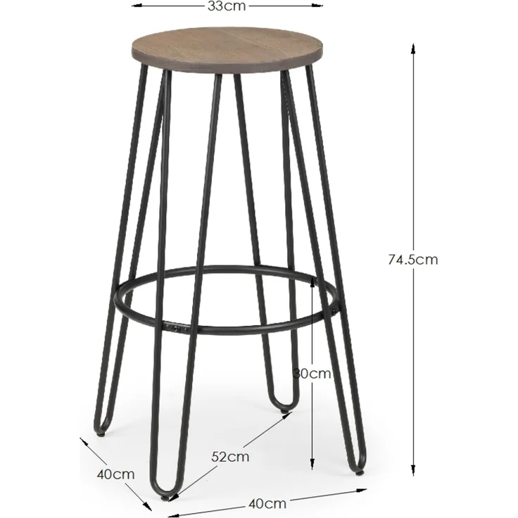 Julian Bowen Dalston Barhocker, 2er-Set, Ulmenholz, Mokka/Schwarz – Bild 3