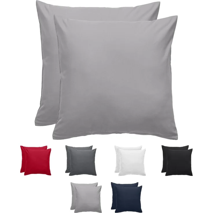 Komfortec Kissenbezug 80x80 cm 2er Set aus Gebürstet Mikrofaser mit Reißverschluss, Atmungskativ und Weich – Grau – Bild 1