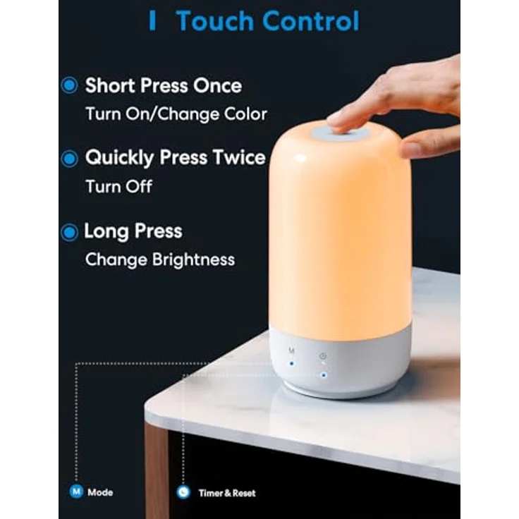 Meross MSL450HK-EU, Smarte LED Tischlampe mit Touch-Funktion und WLAN, Weiß – Bild 6