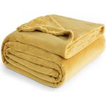BEDSURE Flauschig Fleecedecke - Wohndecke Warm Winter Weich, Sofadecke XXL, Decke Couch Blanket, Große, Wohn- & Kuscheldecken 230x270 cm, Sofa überwurfdecke Gelb