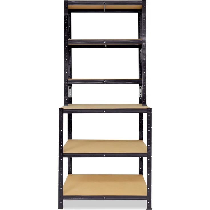 shelfplaza BLACK 190x100x60 cm Werkbank Regal in schwarz mit 6 Böden und 145 kg Traglast pro Boden – Bild 5