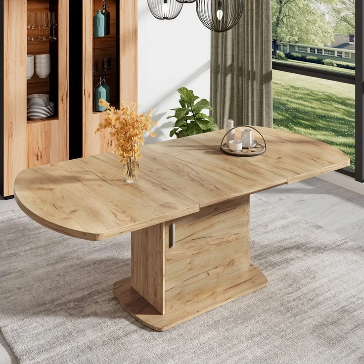 STILVORA Esstisch Ausziehbarer Freizeittisch ovaler Küchentisch mit Stauraum (mit Stauraum, ovales Design, 140/200×80×75cm, Multifunktionaler Tisch mit Aufbewahrung, Weiß/Silber Griff & MDF), für Esszimmer, Wohnzimmer, Arbeitsbereich und moderne Wohnungen – Bild 2