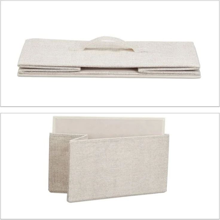 Relaxdays Regalsystem, 3 Schubladen, Metall & Holz weiß / Stoff beige, 73 x 30 x 45 cm – Bild 5