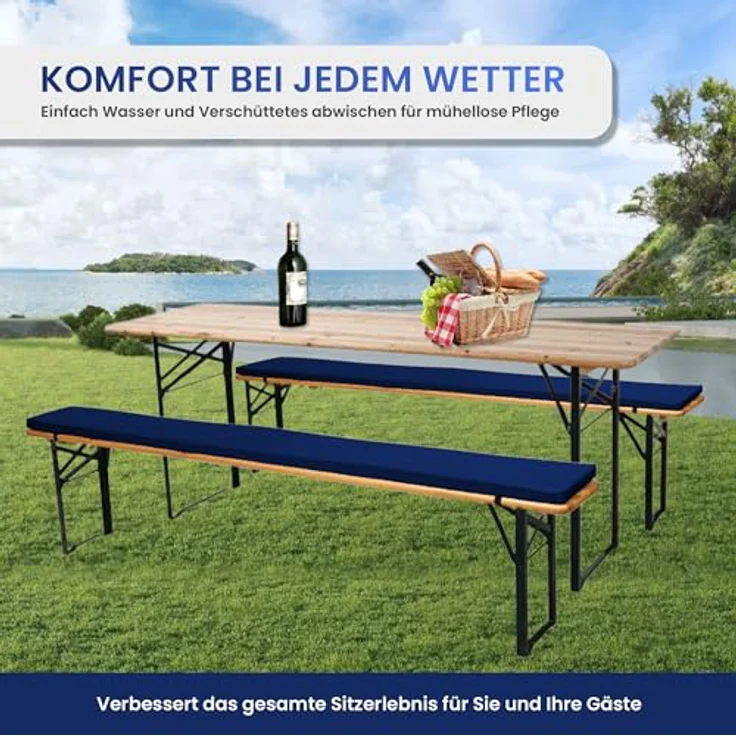 TexDeko Bankauflage Bierbankauflage (Einzeln) für Bierzeltgarnitur zum selber aufziehen, (1 St), 220x25x2cm/4cm, Top Qualität – Bild 7