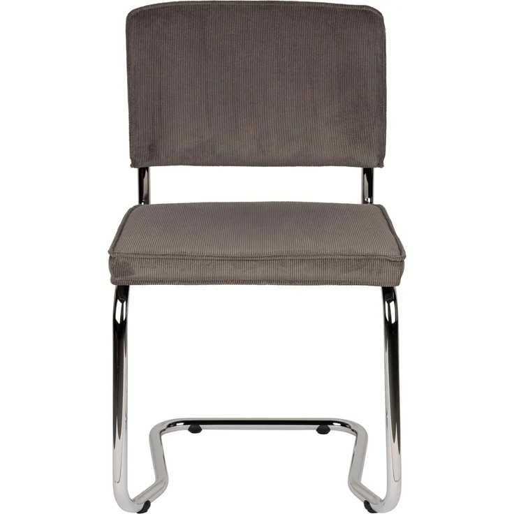 Zuiver Esszimmerstuhl Ridge Kink im 2er-Set, Rib-Stoffbezug in Grau mit Stahlgestell in Silber, pro Stuhl belastbar bis 120 kg – Bild 3