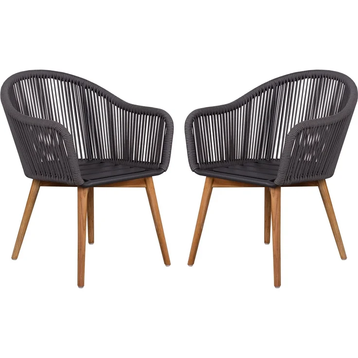 2er Set Diningsessel Solana Rope - inkl. Kissen - dunkelgrau – Bild 2