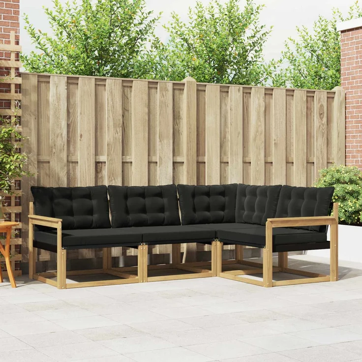 vidaXL Outdoor-Sofagarnitur 4 stk. Weiß und Schwarz 3388630 – Bild 1