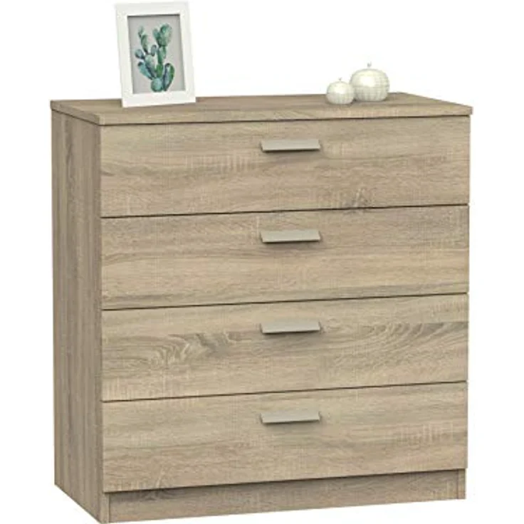 Muebles Pitarch | Kommode 4 Schubladen mit Metallführungen, Schlafzimmerkommode, Cambrian Eiche, 78 x 74 x 40 cm (Höhe x Breite x Tiefe), Kollektion Tibet – Bild 2