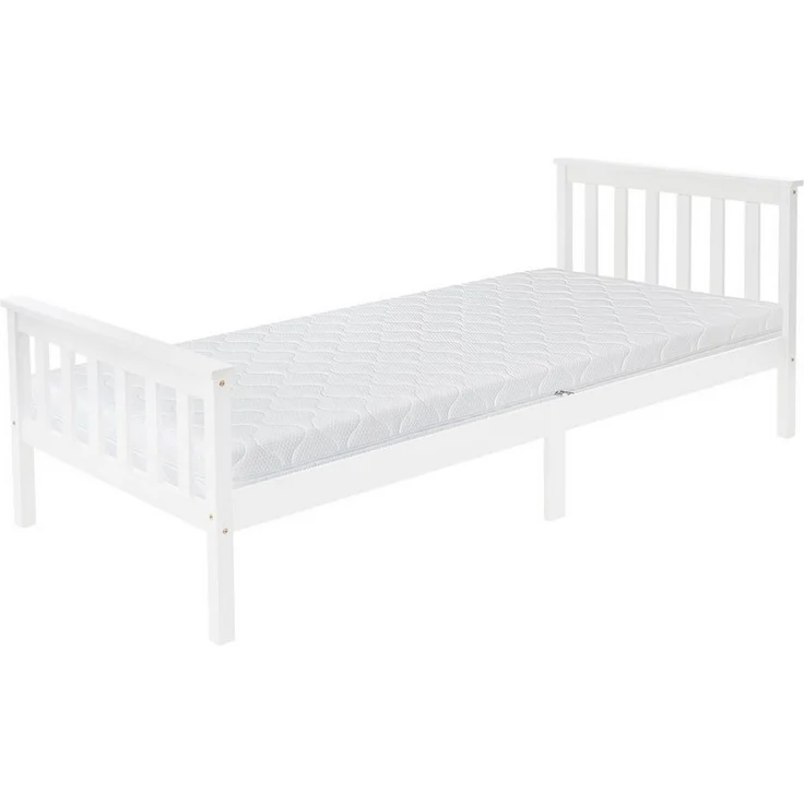 ML-DESIGN Bettgestell Holz Tagesbett, Jugend Einzelbett mit Kopf- & Fußteil, Holzbettgestell, Kinderbett, Bettrahmen Massivholz Bett Jugendbett Kiefer Weiß – Bild 1