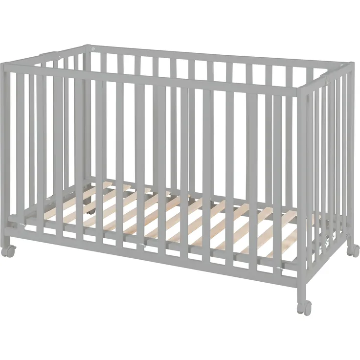 roba Klappbett 'Fold Up' 60 x 120 - Klappbares Babybett aus Holz - 2-fach höhenverstellbar - Taupe