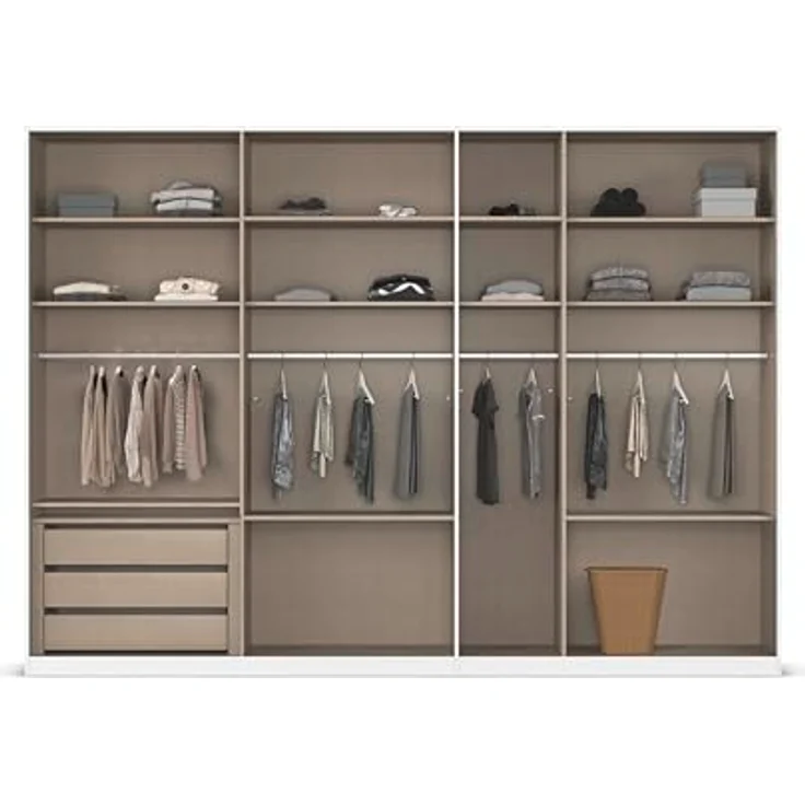 Rauch Möbel Alabama, Kleiderschrank für Schlafzimmer, Kinderzimmer, Wohnzimmer, Garderobe, Flur, 7-türig, Spiegel, mit Zubehör Premium, Farbe Beige, Breite 315 cm – Bild 6