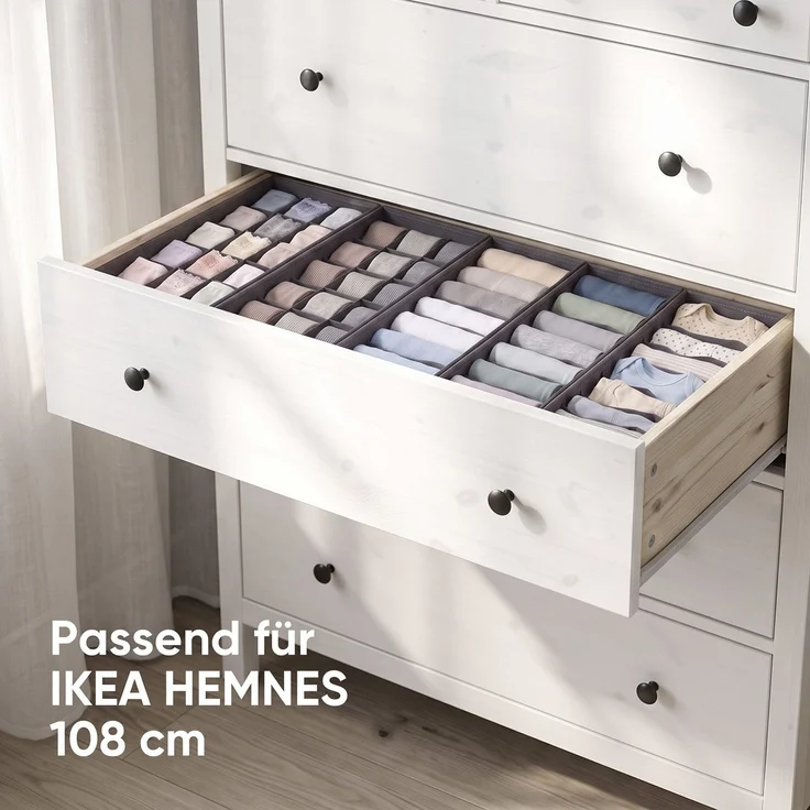 Sekey Aufbewahrungsbox Schubladen Organizer aus Vliesstoff Faltbare Aufbewahrungsboxen mit Fächer für HEMNES 108(60 Fächer) – Bild 3