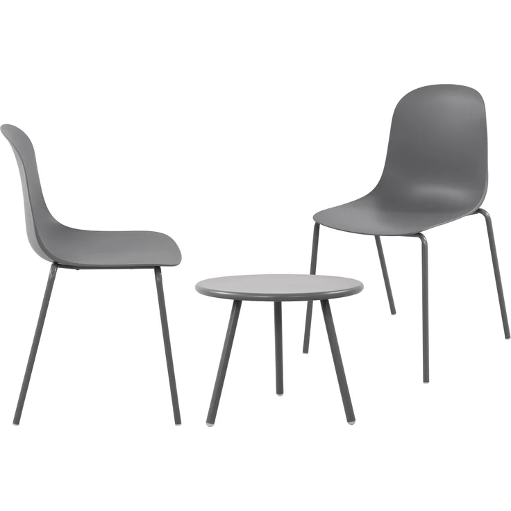 CLP 2er Sitzgruppe Berdin Set 1 Tisch 2 Stapelstühle wetterfest UV-beständig,dunkelgrau – Bild 1