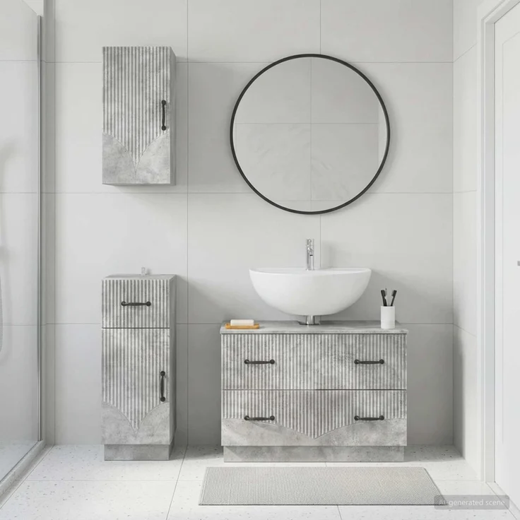 vidaXL 3-teiliges Badezimmer-Schranksystem HOORN Betongrau 3417795 – Bild 1