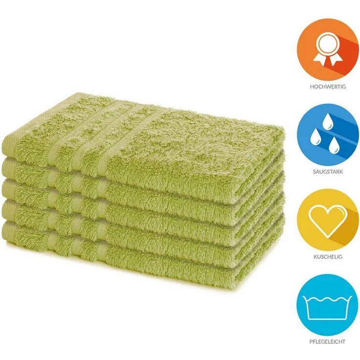Lavea Gästehandtuch Elena, 30x50cm aus 100% Baumwolle, fusselfreies, pflegeleichtes hautfreundliches Gästehandtuch-Set (Set, 5-St), einzigartig weiche Frottee Gästehandtücher für jeden Hauttyp – Bild 2
