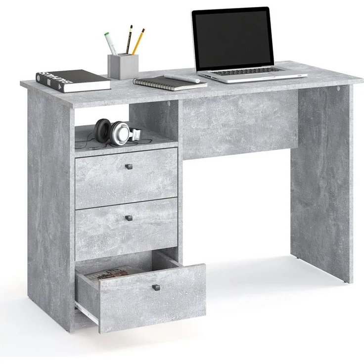 KOMTO Schreibtisch Oslo 110 H Griffe Computertisch Klein Arbeitstisch mit Schubladen, Büro PC-Tisch Kinderschreibtisch Schreibtisch 110 x 50 x 74 cm – Bild 1