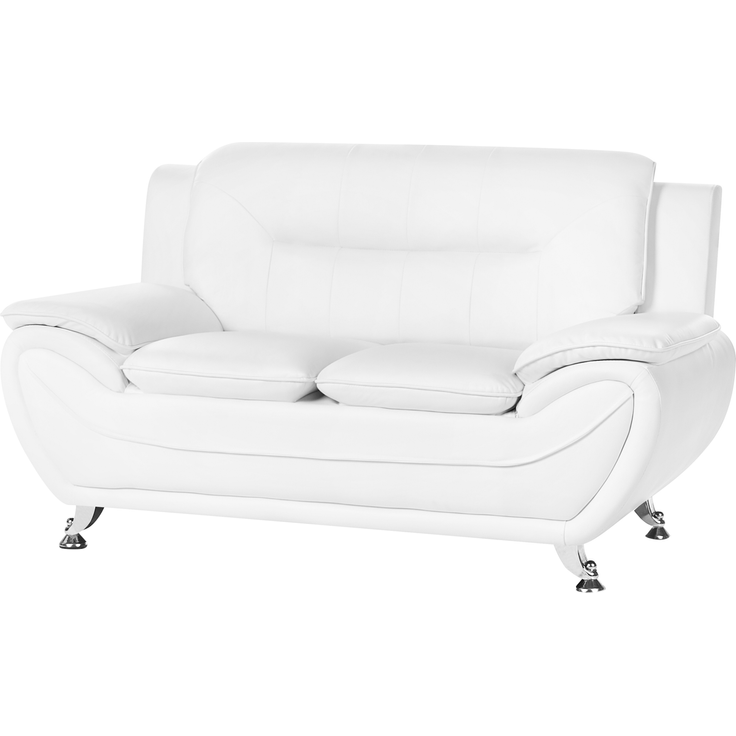 Sofa 2-Sitzer LEIRA Kunstleder Weiß – Bild 4