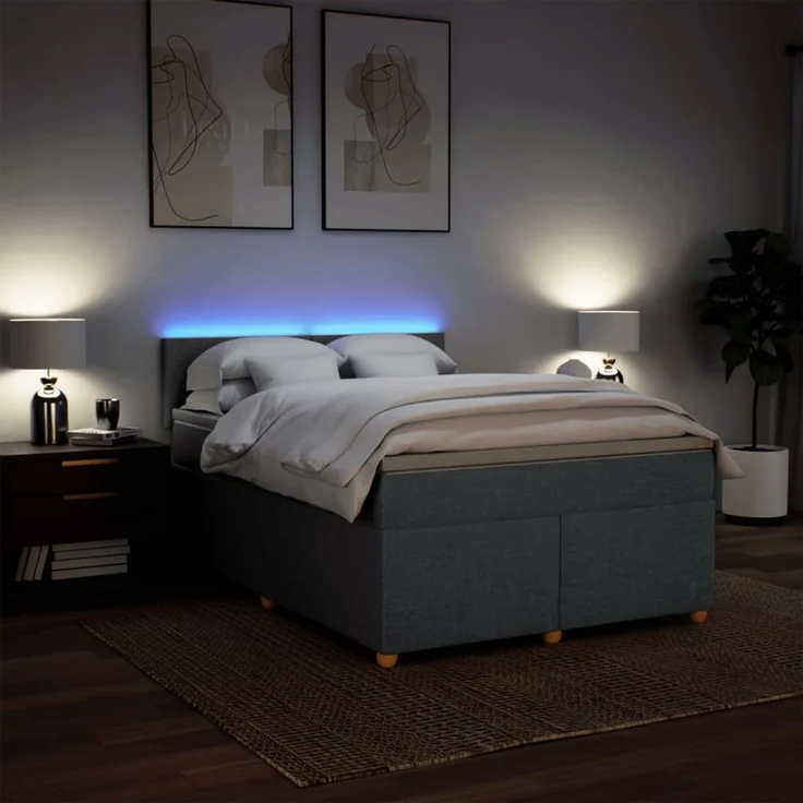 vidaXL Boxspringbett mit Matratze Dunkelgrau 160x200 cm Stoff 3289025 – Bild 5